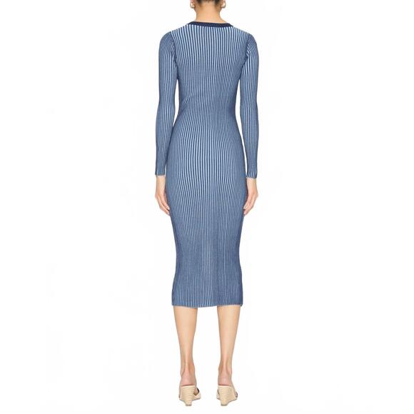 NEW STAUD shoko long sleeve sweater dress in navy/clear blue - Picture 2 of 5